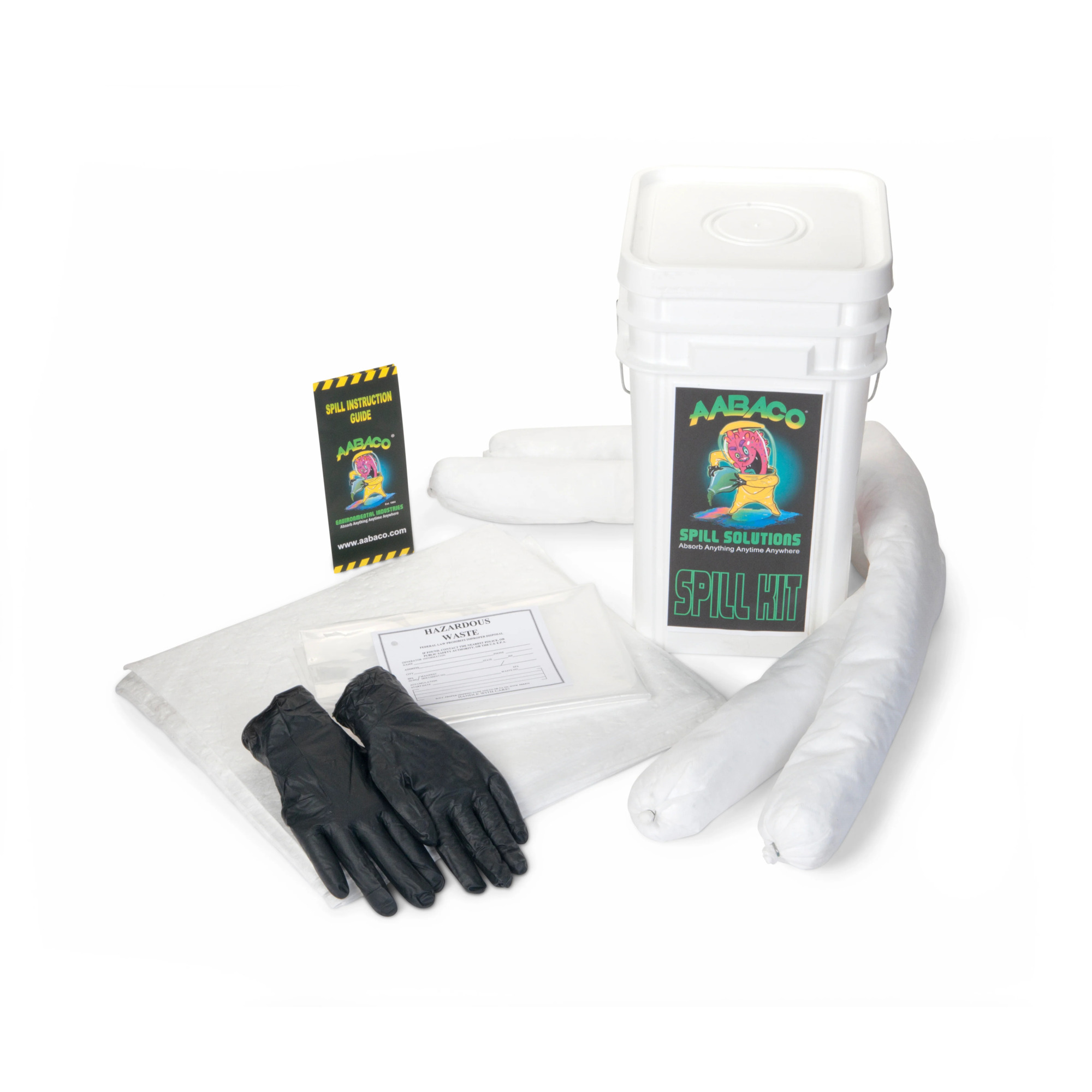 AABACO Oil Only Spill Kit absorbs up to 6 gallons and comes packaged in a durable 5-gallon bucket for quick, convenient spill response and easy storage.
